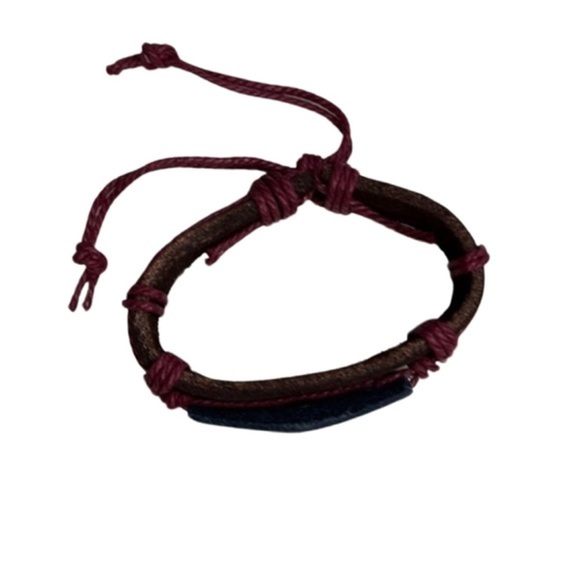 HP X1 🔥 Wine Red Cowhide Bracelet with Star Pendant: 17cm Adjustable Bangle - Picture 3 of 3